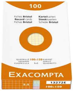 Photo Fiches Bristol quadrillées - 100 x 150 mm - Assortiment EXACOMPTA Image