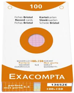 Photo Fiches Bristol quadrillées et perforées - 100 x 150 mm - Assortiment EXACOMPTA Image