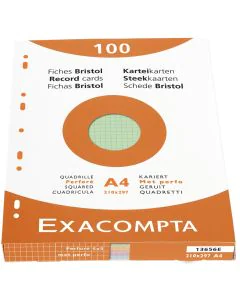 Photo Fiches Bristol quadrillées et perforées - 210 x 297 mm - Assortiment EXACOMPTA Image