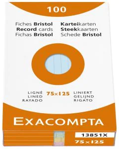 Photo Fiches Bristol lignées - 75 x 125 mm - Assortiment EXACOMPTA Image
