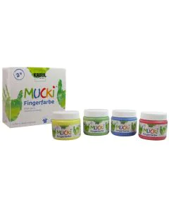 Photo C. KREUL : Lot de 4 gouaches aux doigts  MUCKI - 150 ml - Assortiment 4 couleurs