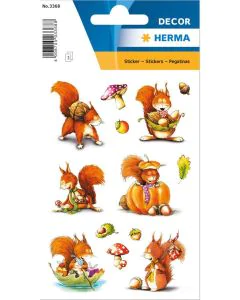 Photo HERMA : Lot de 39 stickers en papier - Ecureuil - 3368