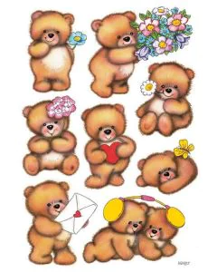 Photo HERMA : Lot de 24 stickers en papier - Ours avec fleurs - 3578