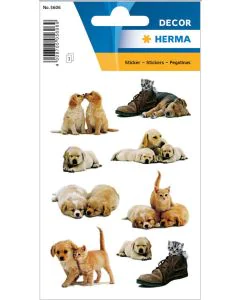 Photo HERMA : Lot de 27 stickers en papier - Chiots - 5606