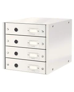 Photo Boite de classement WOW - 4 tiroirs - Blanc LEITZ Click et Store 6048-00-01