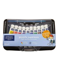 Photo Boîte de 10 tubes de gouache et pinceau LEFRANC Collège Box Peinture