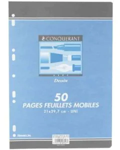 Photo CONQUERANT SEPT : Lot de pages - Feuillets mobiles à dessin - Blanc - 210 x 297 mm