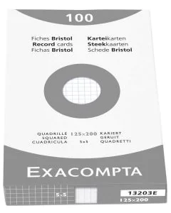 Photo Fiches Bristol quadrillées - 125 x 200 mm - Blanc EXACOMPTA Image