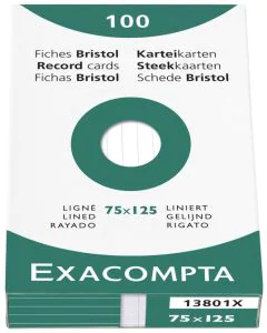 Photo Fiches Bristol lignées - 75 x 125 mm - Blanc EXACOMPTA Image