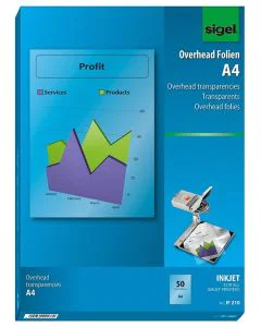 Photo Film transparent pour imprimantes Jet d'encre - A4 : SIGEL Lot de 50