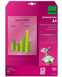 Photo Film transparent pour rétroprojecteurs - A4 SIGEL Lot de 20