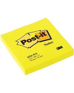 POST-IT Notes adhésives repositionnables Jaune néon - 76 x 76 mm
