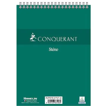 Bloc Sténo uni à spirales 148 x 210 mm A5 CONQUERANT