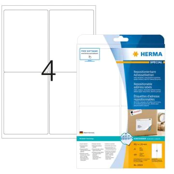 HERMA 10019 : Étiquettes adhésives blanches - Multi-usages - 99,1 x 139,0 mm