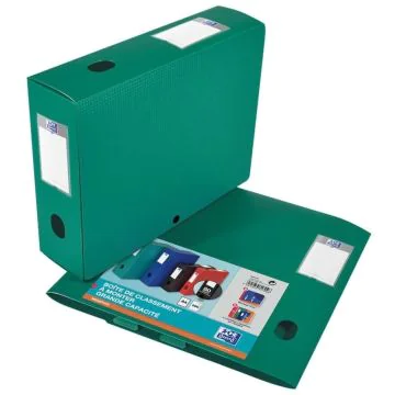 Boite de classement Memphis avec bouton - 80 mm - Vert : OXFORD Photo