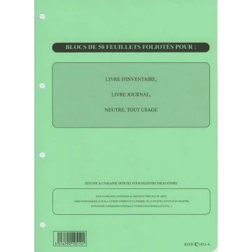 ELVE 1051-4 : Recharge pour reliure juridique (Procès-verbaux, Livre journal et inventaire)