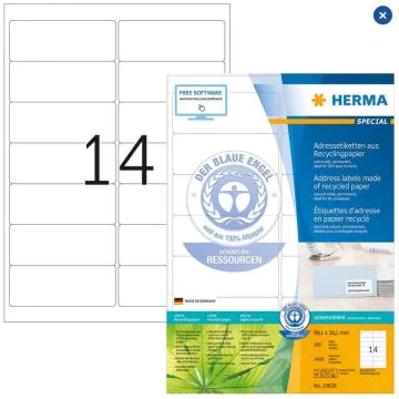 Étiquettes adhésives - 99,1 x 38,1 mm - Blanc : HERMA Lot de 1400 photo