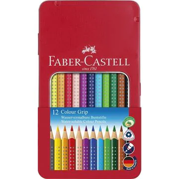 Etui en métal de 12 Crayons de couleur Colour GRIP : FABER CASTELL Visuel