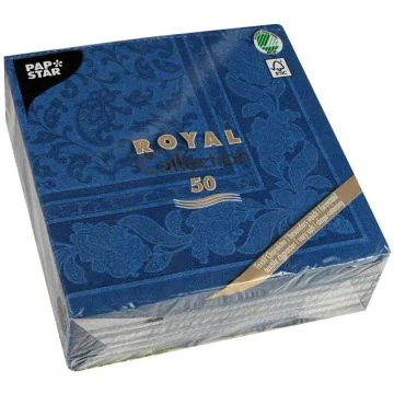 Photo Lot de 50 serviettes en papier - Bleu - 400 x 400 mm : PAPSTAR ROYAL Collection Ornements Image