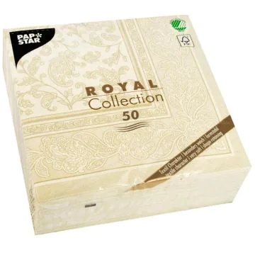 Photo Lot de 50 serviettes en papier - Champagne - 400 x 400 mm : PAPSTAR ROYAL Collection Ornements Image