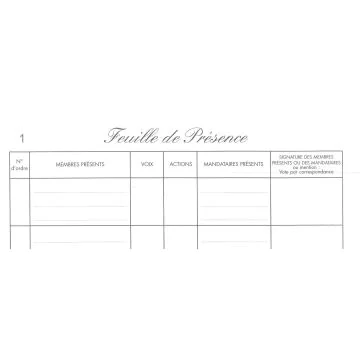 Feuilles de Présence aux assemblées Société ELVE 11744