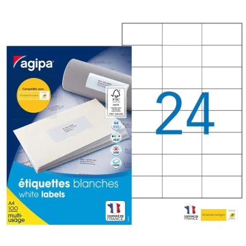 Etiquettes adhésives 70 x 37 mm AGIPA 119015