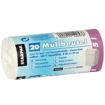 Photo PAPSTAR : Lot de 20 sacs poubelle - 5 litres - Blanc