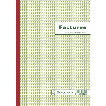 FACTURES sans TVA Carnet autocopiant Tripli A4 Exacompta 13288E