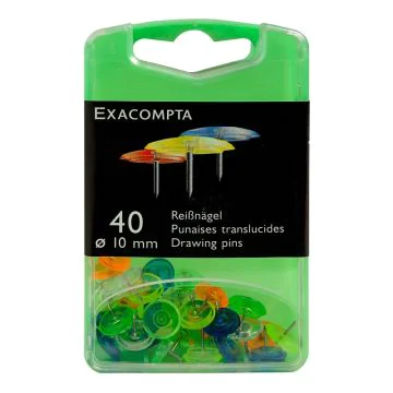 Boite de 40 punaises - Assortiment translucide Exacompta 14045E