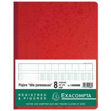 Registre à têtes paresseuses - 8 colonnes - 320 x 250 mm - Rouge EXACOMPTA Image