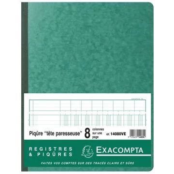Registre à têtes paresseuses - 8 colonnes - 320 x 250 mm - Vert EXACOMPTA Image