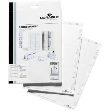 Bristols PC pour Badges - 60 x 90 mm : DURABLE Lot de 180 Visuel