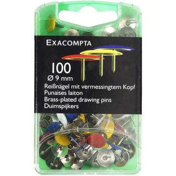 Boite de 100 punaises laiton - Assortiment Exacompta 14751E photo