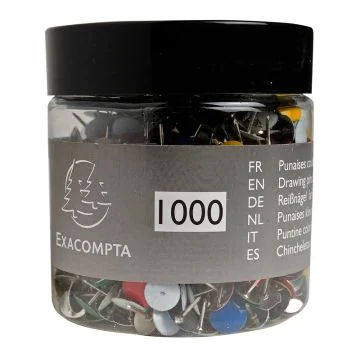 Boite de 1000 punaises laiton - Assortiment Exacompta 14767E