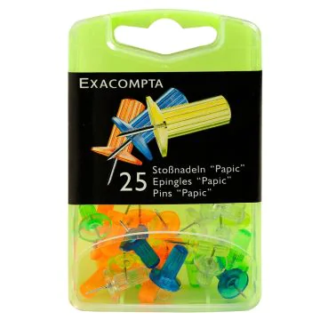 Boite de 25 punaises - Assortiment translucide (Exacompta Papic 14945E : Fourniture de bureau)