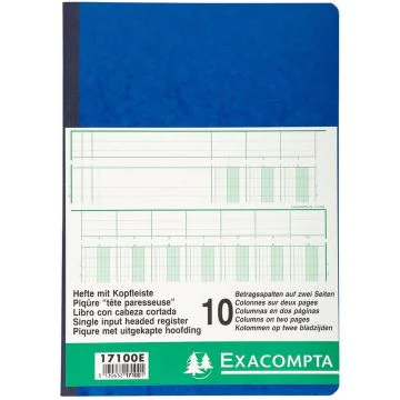 Registre à têtes paresseuses 10 colonnes - 297 x 210 mm EXACOMPTA 17100E Journal photo