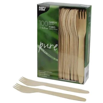 Fourchettes jetables en bois PAP STAR Pure Image