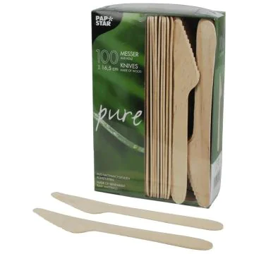 Couteaux jetables en bois PAP STAR Pure Image