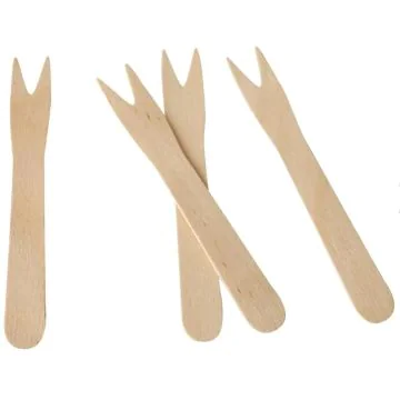 Photo Fourchettes à frites jetables en bois - 85 mm PAP STAR Pure