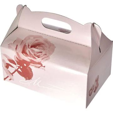 Photo Boîte en carton pour pâtisseries - 200 x 130 x 90 mm - Rose PAP STAR