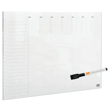 Tableau Planning Hebdomadaire - Blanc - A4 - 210 x 297 mm : NOBO image