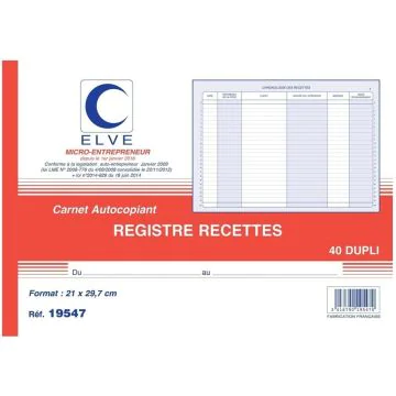 Registre Recettes des Ventes Auto-Entrepreneur Carnet ELVE 19547