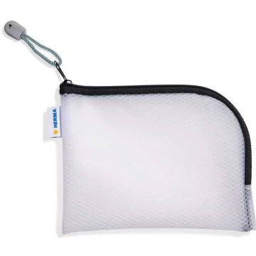 Pochette avec fermeture éclair - 190 x 140 mm - Transparent / Noir : HERMA Mesh Bags image