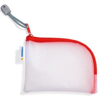 Pochette à filet avec fermeture éclair - A7 - Transparent / Rouge : HERMA Mesh Bags image