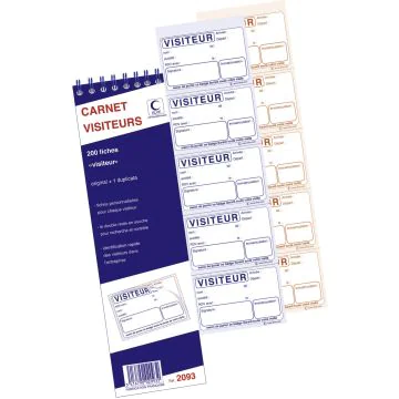 ELVE : Lot de 5 carnets autocopiants - Visiteurs 2093 Pour badge