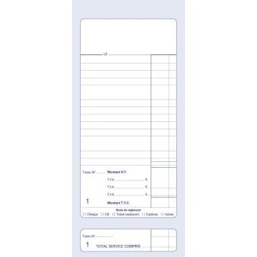 Bloc ADDITION Numéroté - Autocopiant Dupli Facture Restaurant ELVE 2200