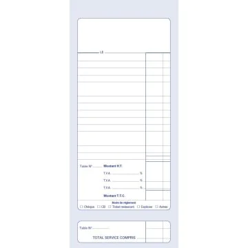 Bloc ADDITION non numéroté Autocopiant Dupli ELVE 2201 Restaurant
