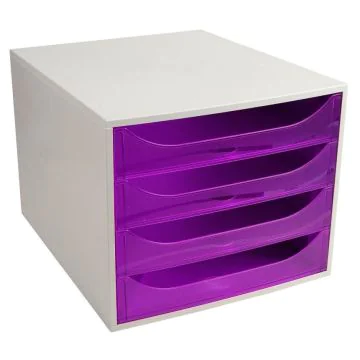 Module de rangement 4 tiroirs Ecobox - Gris/Violet Translucide EXACOMPTA Linicolor Image