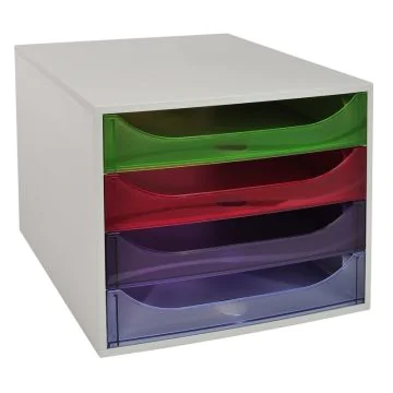 Module de rangement 4 tiroirs - Ecobox - Gris/Arlequin : EXACOMPTA Linicolor image