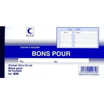 BONS POUR : Carnet à souche  ELVE 235